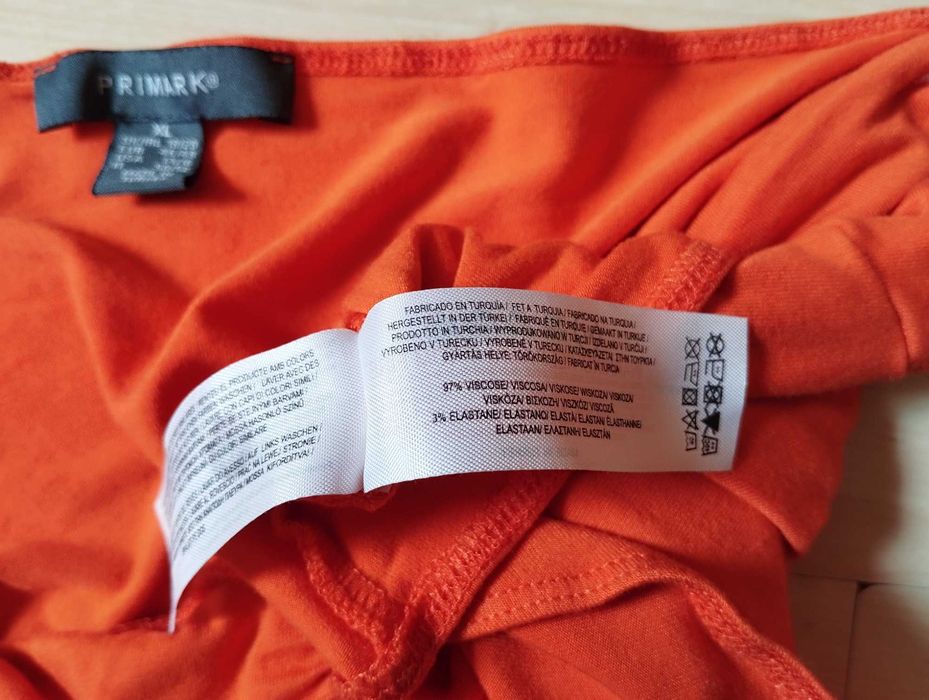 pomarańczowe body z odkrytymi ramionami xl hiszpanka bufiaste rękawki