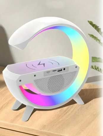 lampa na biurko led rgb głośnik Ładowarka indukcja zegar budzik radio