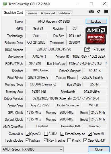 AMD Radeon RX 6800 16GB