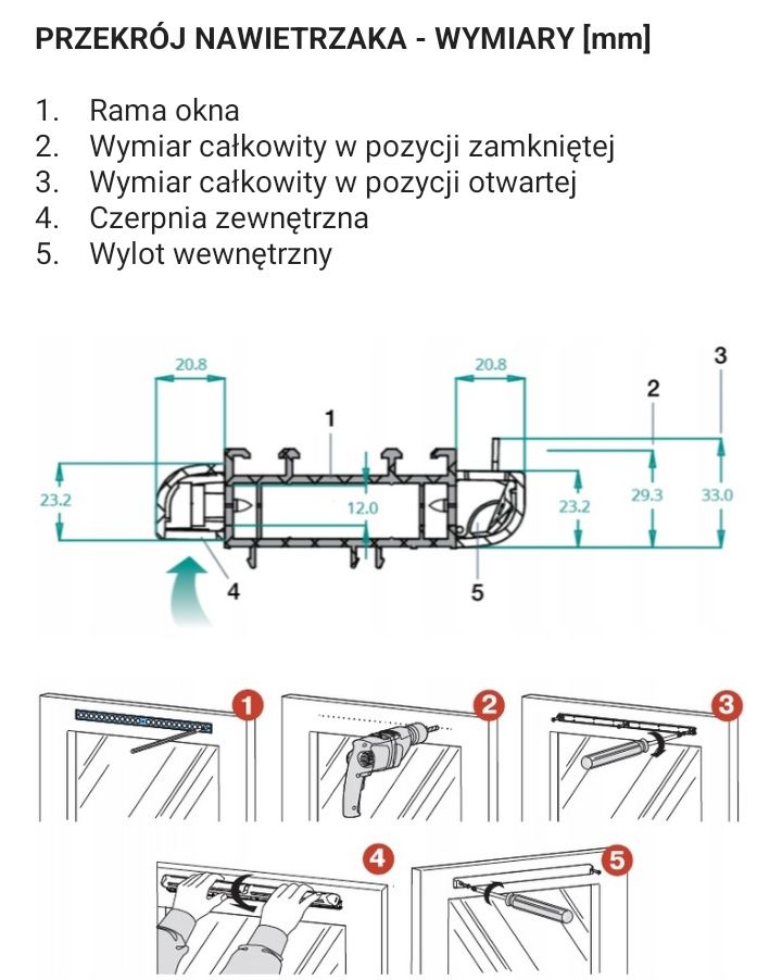 Nawiewnik okienny Vents  5 sztuk Nowe