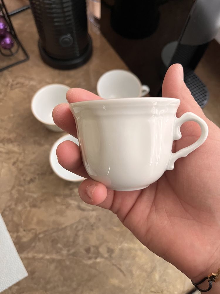 Filiżanki 6szt. białe złote do kawy espresso cappuccino Nowe porcelana