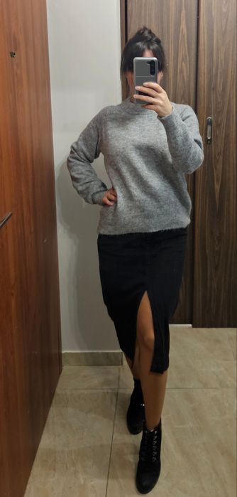 Szary sweter Zara wełna alpaka