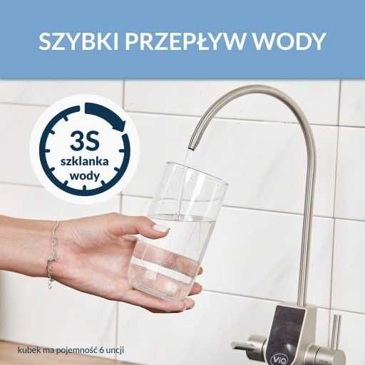 SYSTEM FILTRACJI WODY PITNEJ VIO 1200T z Led-kranem-Wydajność 3,1 l/m