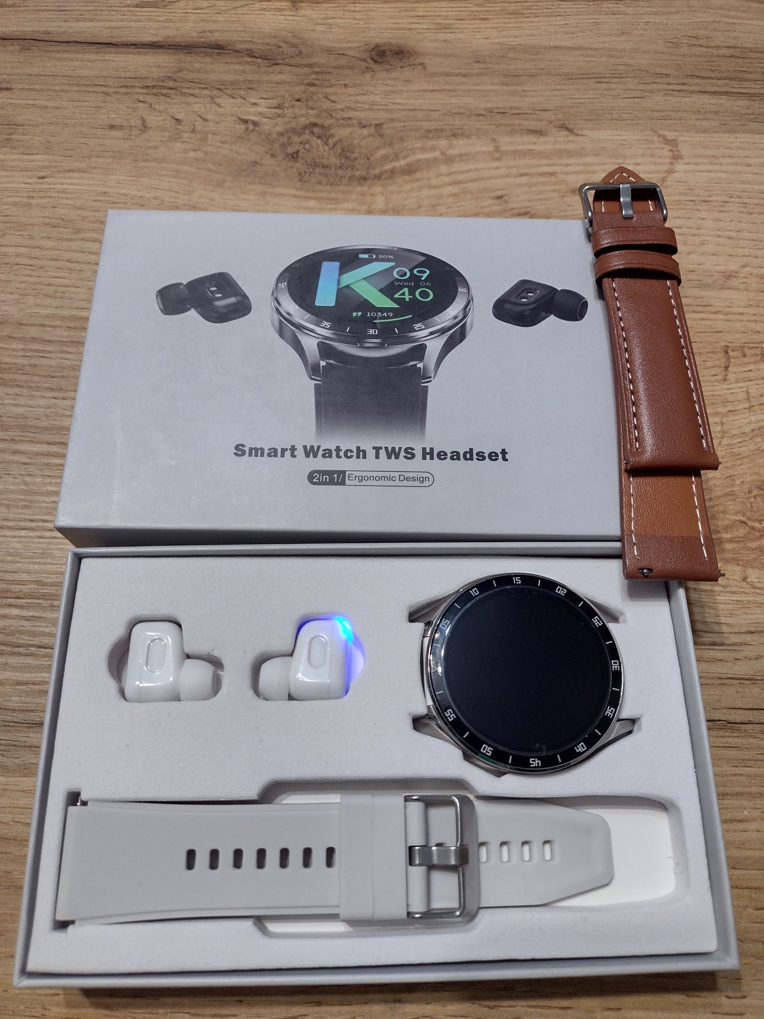 Nowy zestaw smartwatch sluchawki bezprzewodowe dwa paski  tws headset