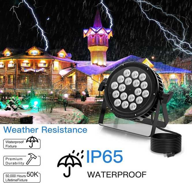 Wodoodporne światło sceniczne LED PAR 18X18W DMX512 RGBW IP67