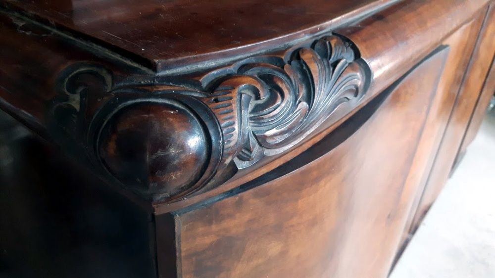 Kredens rzeźbiony z nadstawką Biedermeier z biurkiem bardzo oryginalne
