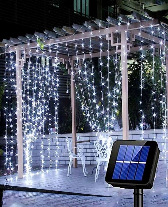 Solarna kurtyna zewnętrzna 3x3 m świetlna ledowa do ogrodu balkonowa