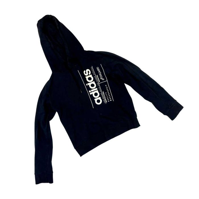 Adidas hoodie czarna bluza z kapturem z nadrukiem 90s y2k streetwear