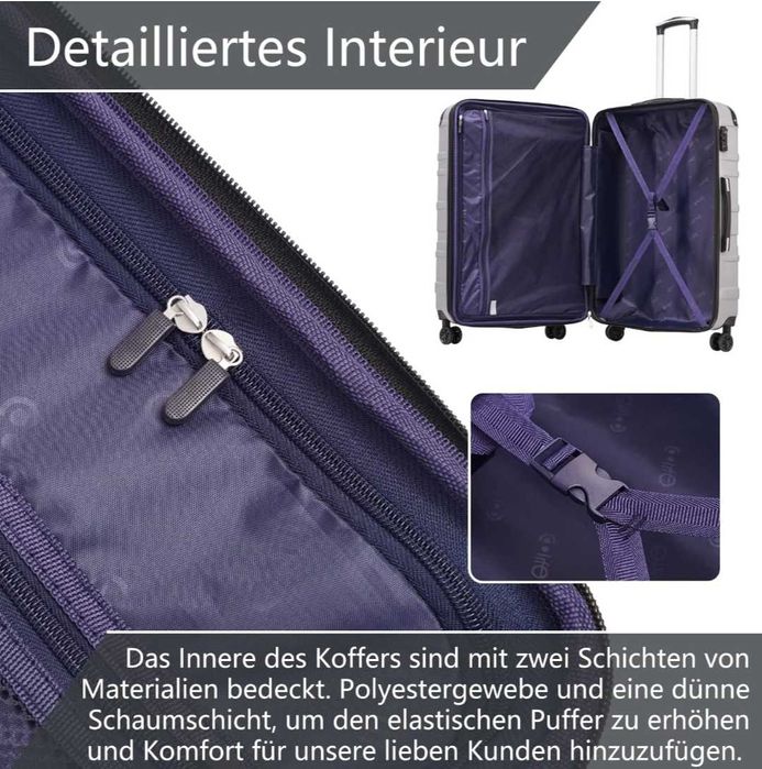 Zestaw trzech walizek podróżnych COOLIFE z twardą obudową ABS