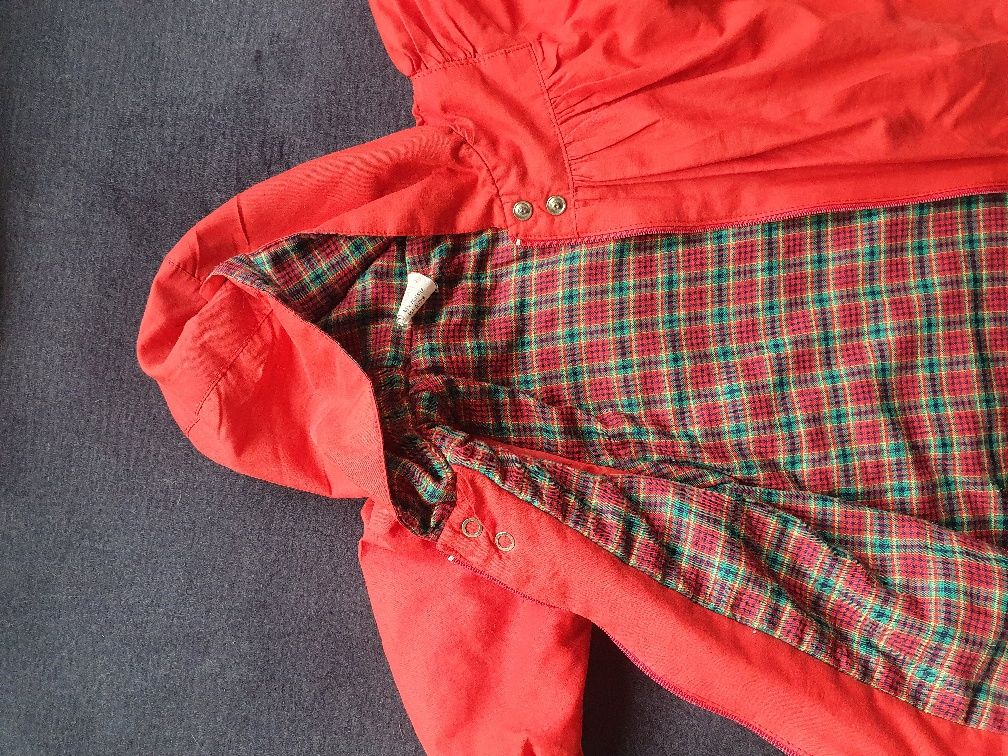 Płaszczyk jesienny kurtka czerwona dziewczynka 74 80