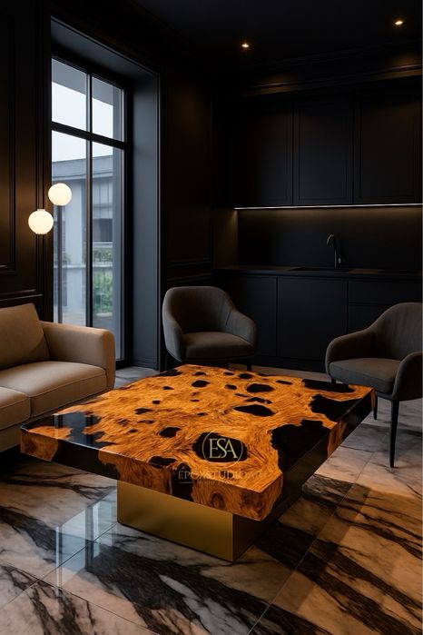 Stół nowocesny salon jadalnia żywica homedeco loft  premium monolit