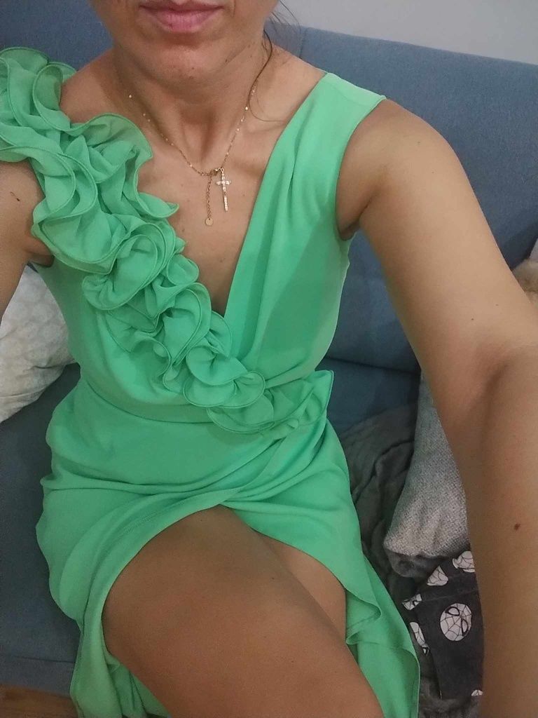 Sukienka Elit Look hit maxi długa wesele komunia elegancka zieleń