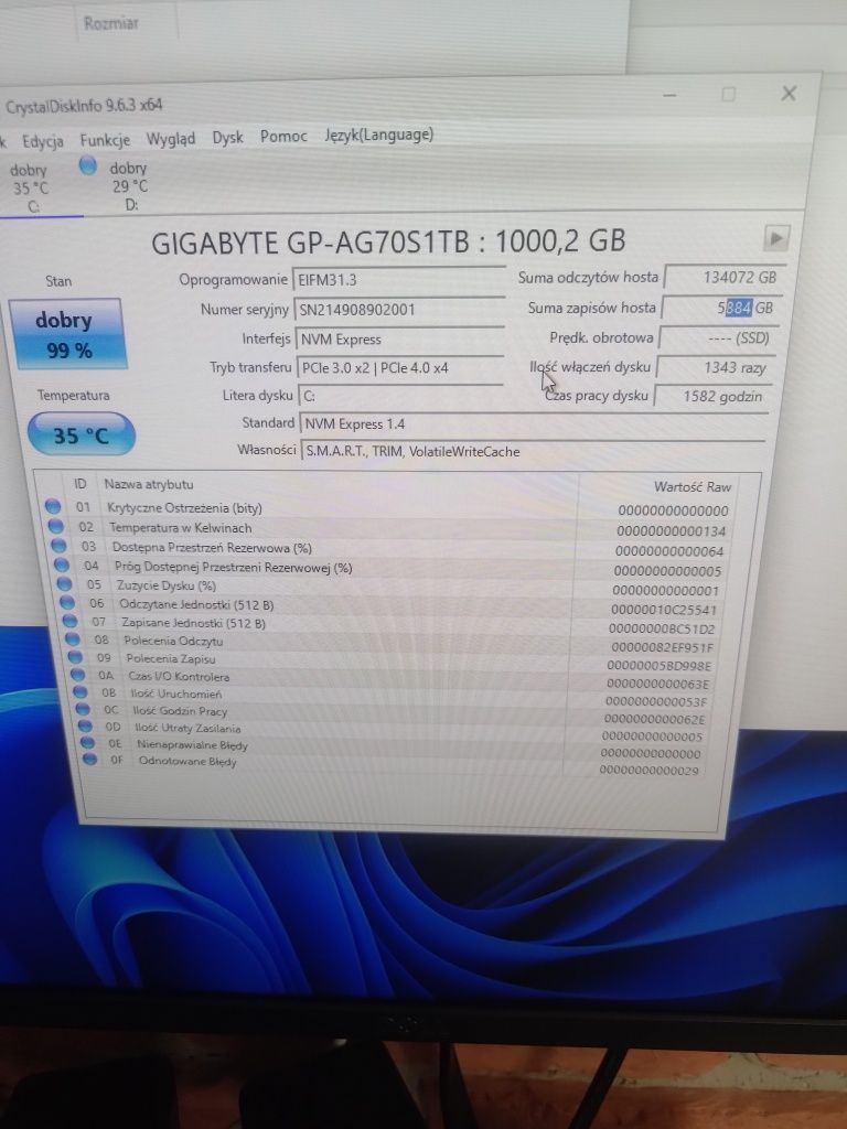 SSD Gigabyte 1TB M.2 PCIe Gen4 NVMe AORUS 7000s idealny do PS5, PC