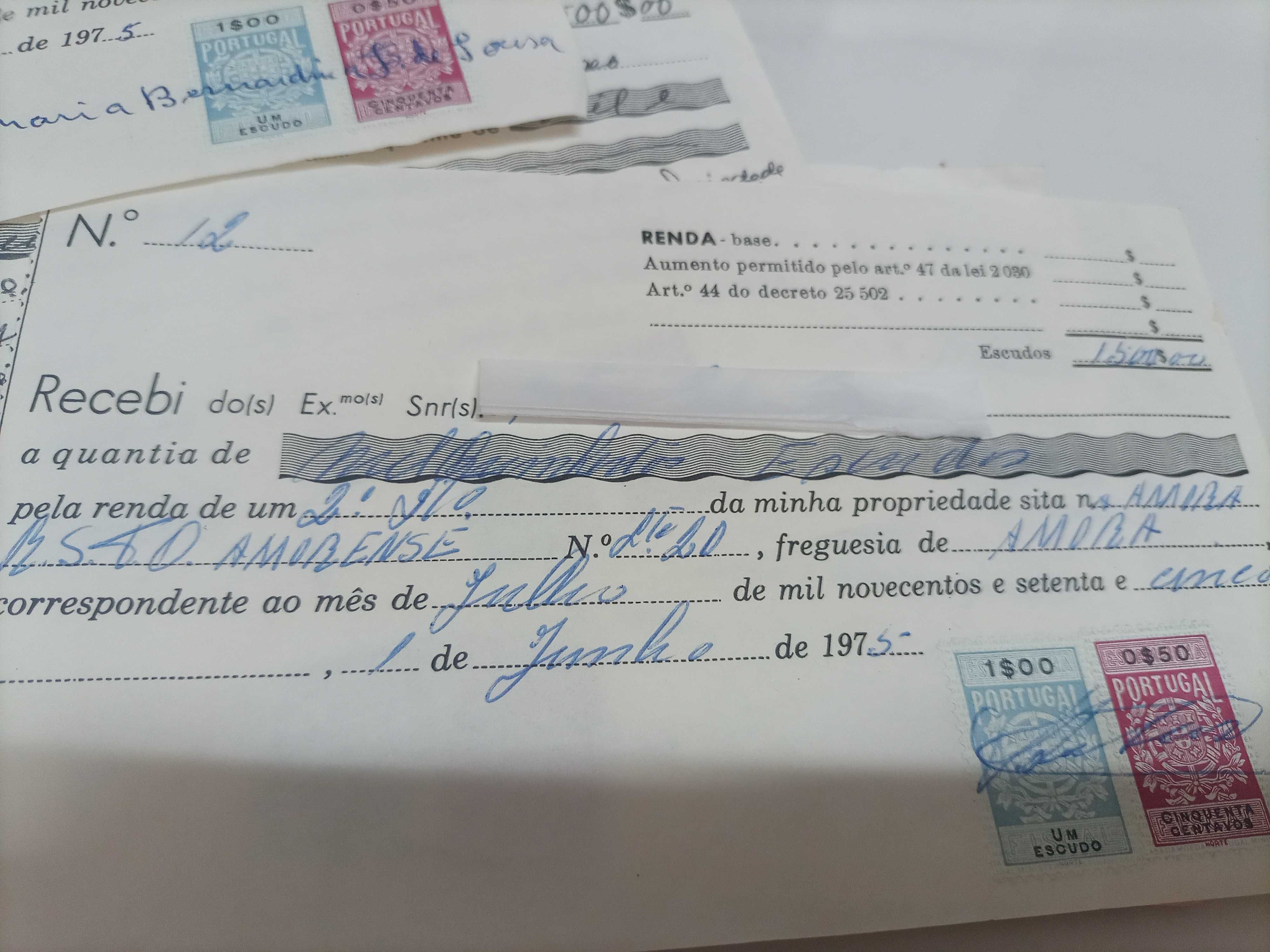 Documentos selados antigos -recibos selados