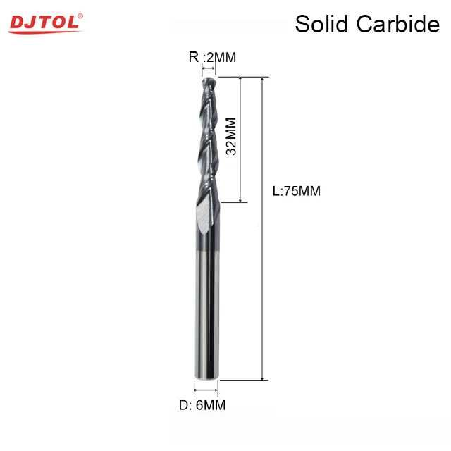 Фреза двухзаходная конусная сферическая Tapered Cnc Milling Cutter R 2