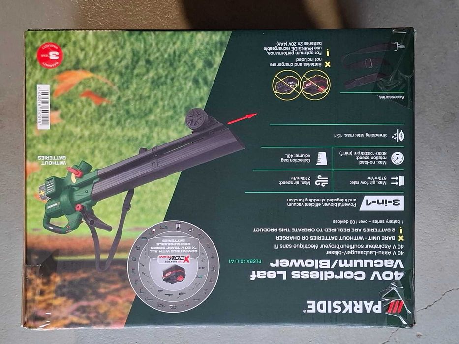 Parkside odkurzacz  dmuchawa do liści PLSBA 40-Li A1  NOWA