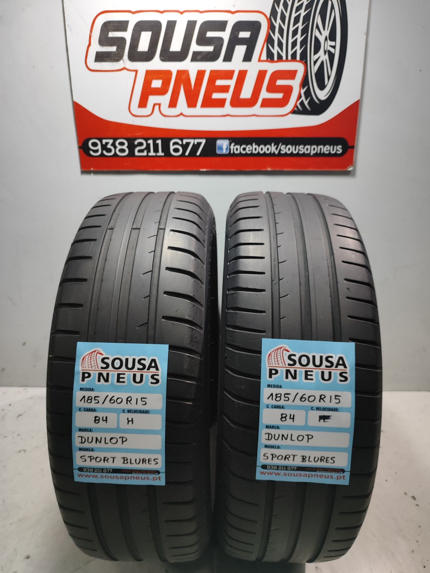 2 pneus semi novos Dunlop 185/60R15 84H Oferta dos Portes