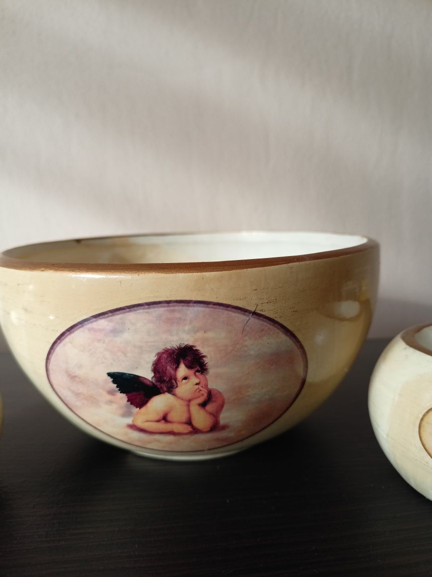 Świeczniki aniołki ceramiczne miska miseczka Rafael Santi świecznik