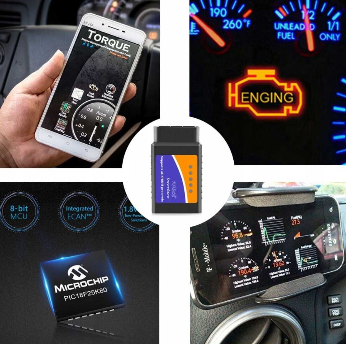 INTERFEJS diagnostyczny OBD2 ELM 327 bluetooth adapter kasowanie błęd