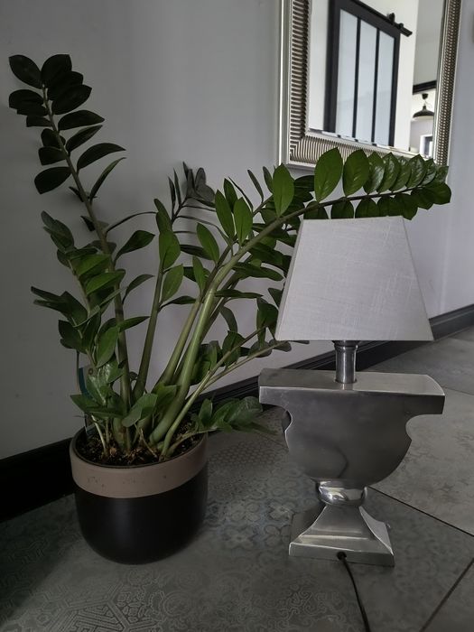 Lampa stołowa stylowa metalowa antyczny kształt Glamour kolor srebra