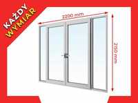 Drzwi Tarasowe Plastikowe NA WYMIAR Okno Balkonowe PCV 2200 x 2150 mm