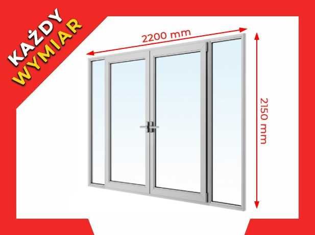 Drzwi Tarasowe Plastikowe NA WYMIAR Okno Balkonowe PCV 2200 x 2150 mm
