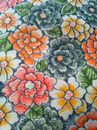 Ткань хлопок 3м * 72см оранжевые цветы Vintage СССР раритет