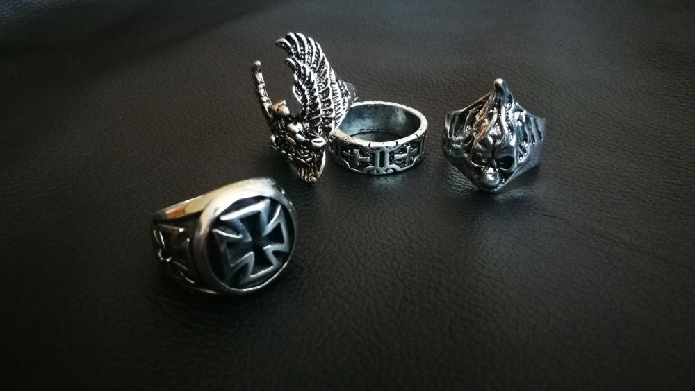 Motocyklowy stalowy pierścień sygnet krzyż maltański chopper Harley