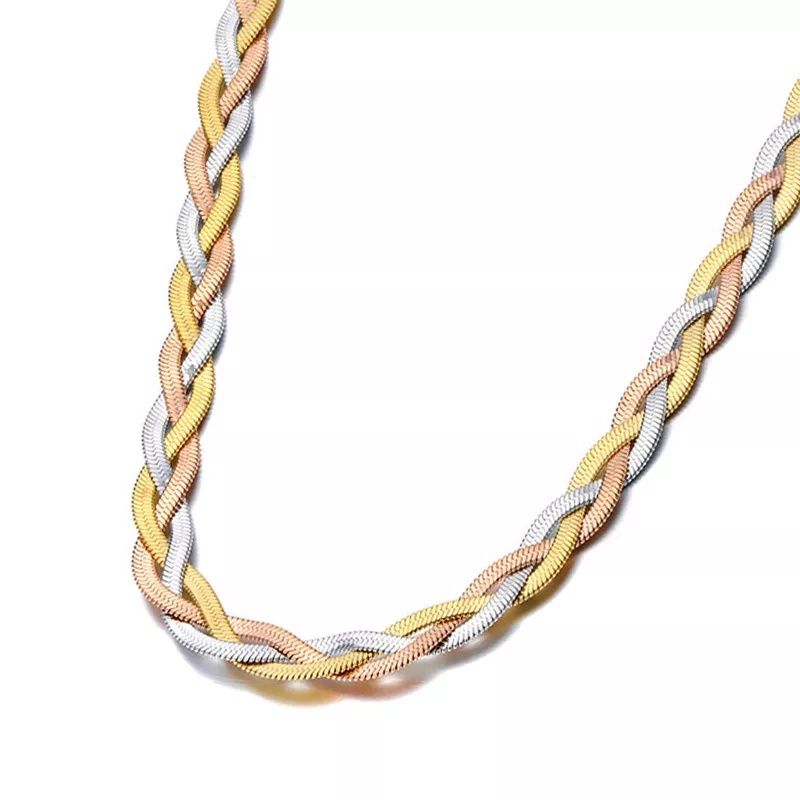 Zestaw łańcuszek i bransoletka pozłacany 3 kolory