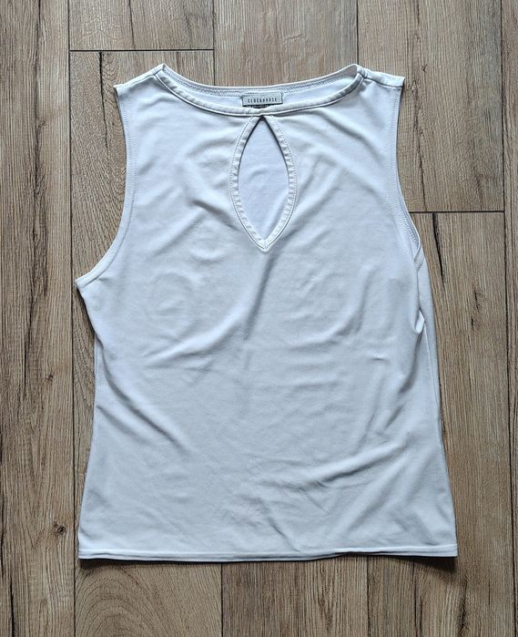 Koszulka bez rękawów top damski biały C&A 38