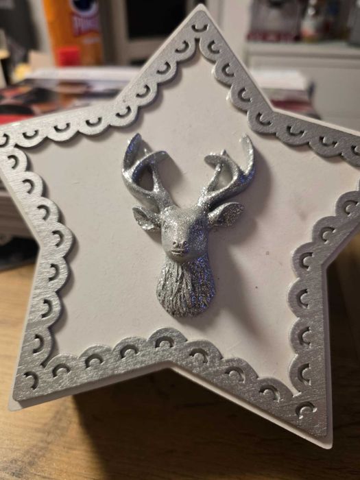 szkatułka pudełko dekoracyjne GWIAZDA JELEŃ Art-Pol 20x20x8cm stan bdb