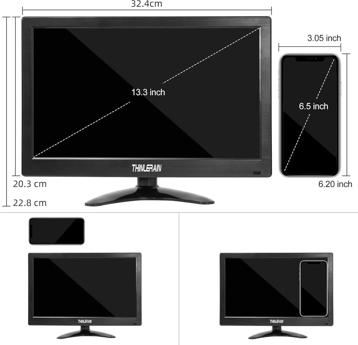 Przenośny Monitor LED 1366x768 , 13,3 cala , do PS / Xbox Lub do Auta