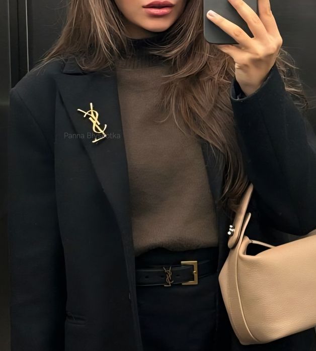 Broszka w stylu YSL złota biżuteria damska premium, vintage old money