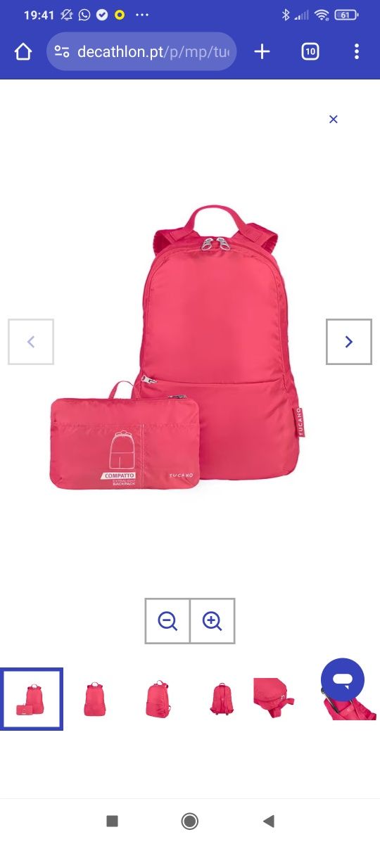 Mochila expansível Tucano Compatto Eco Backpack rosa forte