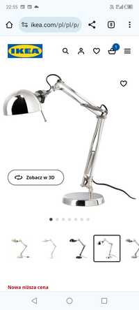 lampka stołowa na biurko  srebrna Ikea Forsa