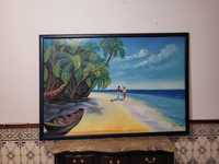 Quadro grande com paisagem de praia