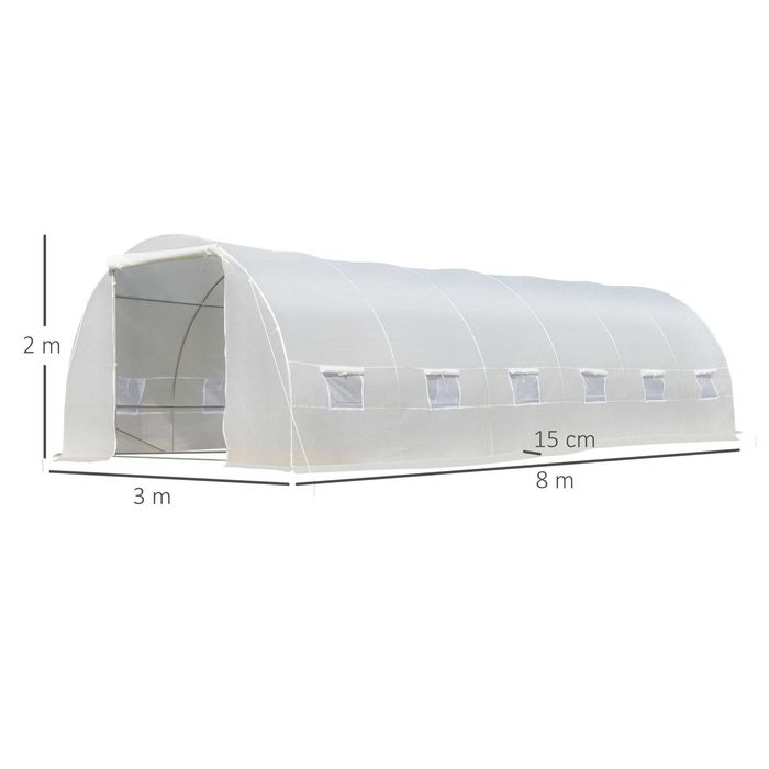 Estufa para Horta ou  Jardim 8x3x2m com 12 Janelas