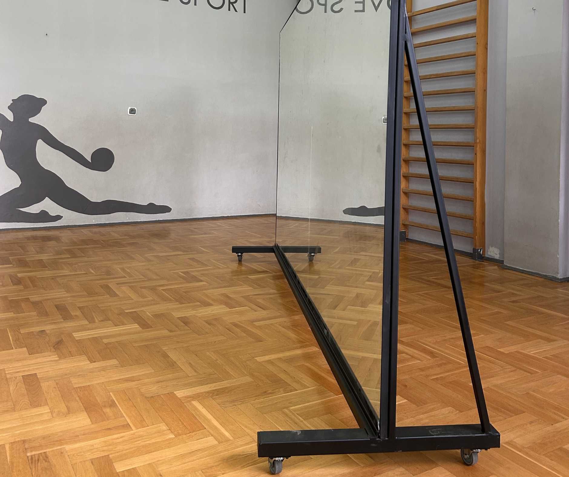 Małe Mobilne lustra w stalowej, jezdnej ramie (czarny mat)