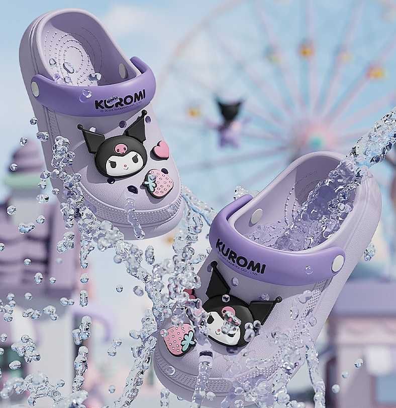Детские пляжные кроксы Kuromi Куроми и Hello Kitty для Девочки 29-32 р