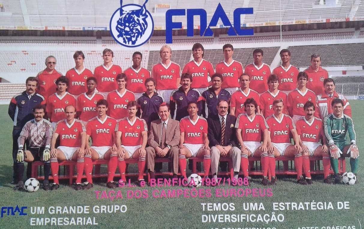 Postal vintage, original, do SLB / Benfica, editado pela FNAC, 1987/88