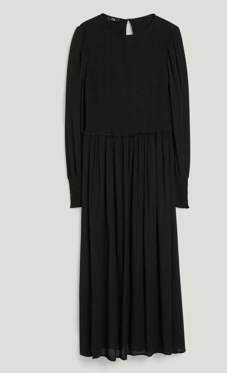 Черное платье миди C&A, size S