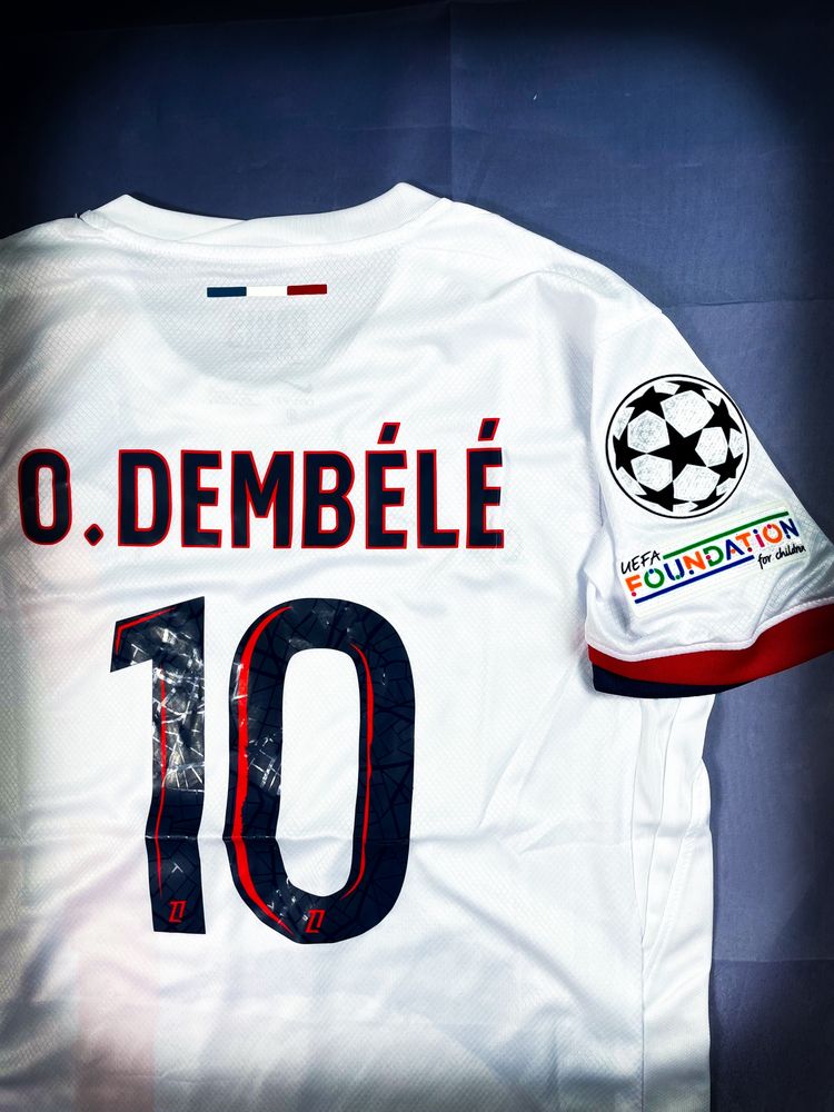 Ousmane Dembele Biała T-shirt «Nike» PSG Sportowa Koszulka UCL / S