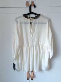 Nowa bluzka Zara koszula S 36 naszyjnik baskinka falbanki