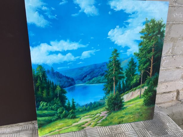 Картины маслом " Бузок" «Горное озеро»