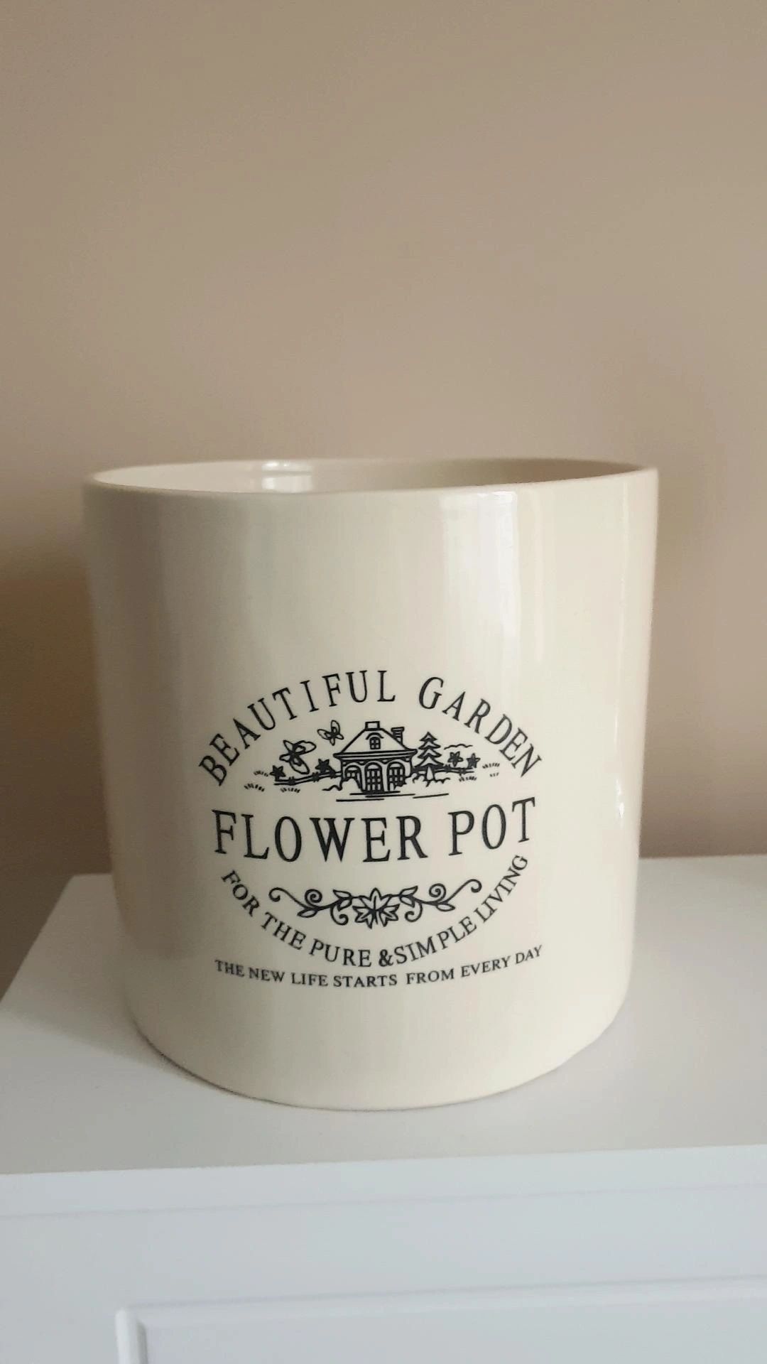 Beżowa ceramiczna doniczka osłonka Hampton hit wyprzedaż glamour