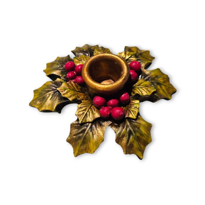 2 Castiçais azevinho p/ velas Natal