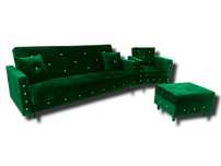 Sofa rozkładana Glamour Fotel  Zestaw Mebli Wersalka KompletPufaKANAPA