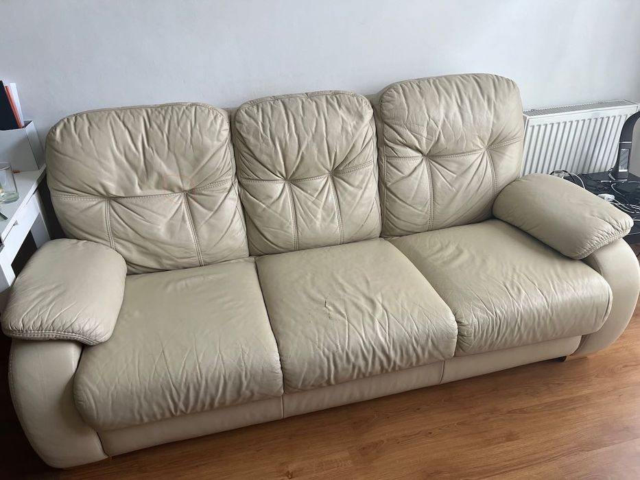 beżowa sofa skórzana gala colezzione