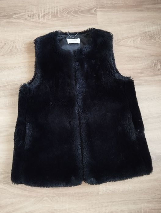 Kamizelka futerko czarna bezrękawnik
