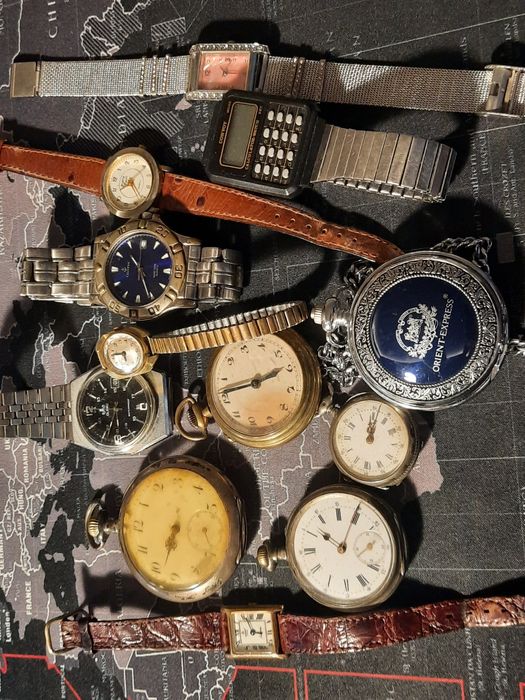 lote de 12 relogios de bolso e pulso antigos